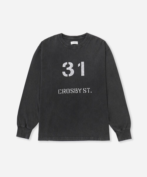 Saturdays NYC（サタデーズ ニューヨークシティ ）の「Crosby Stencil Print Relaxed LS Tee（Tシャツ/カットソー・メンズ・オリーブ/チャコールグレー・X-SMALL/XL/S/M/L）」の14枚目の写真