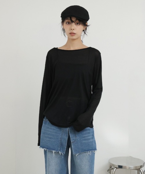 Ulysses（ユリシス）の「バックレースシアーカットソー（Tシャツ/カットソー・レディース・ブラック/ベージュ・F）」の7枚目の写真