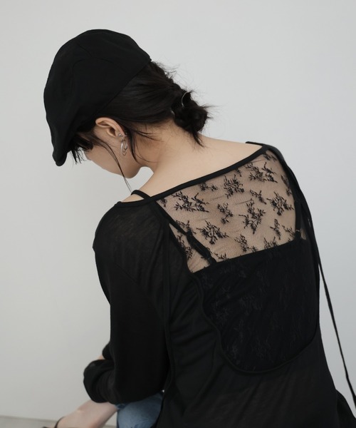 Ulysses（ユリシス）の「バックレースシアーカットソー（Tシャツ/カットソー・レディース・ブラック/ベージュ・F）」の9枚目の写真