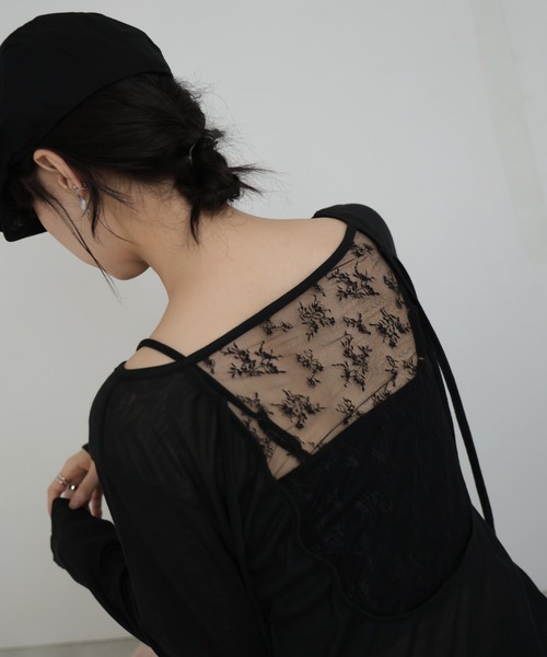 Ulysses（ユリシス）の「バックレースシアーカットソー（Tシャツ/カットソー・レディース・ブラック/ベージュ・F）」の10枚目の写真
