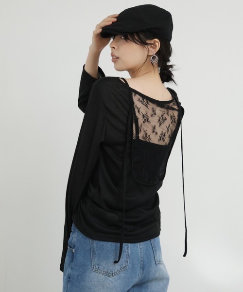 Ulysses（ユリシス）の「バックレースシアーカットソー（Tシャツ/カットソー・レディース・ブラック/ベージュ・F）」の13枚目の写真