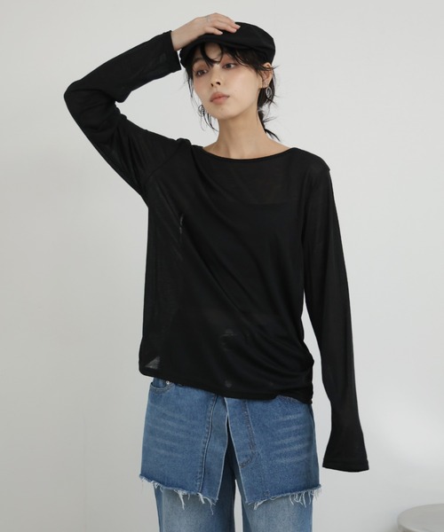 Ulysses（ユリシス）の「バックレースシアーカットソー（Tシャツ/カットソー・レディース・ブラック/ベージュ・F）」の16枚目の写真