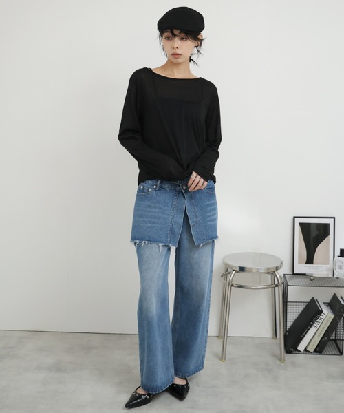 Ulysses（ユリシス）の「バックレースシアーカットソー（Tシャツ/カットソー・レディース・ブラック/ベージュ・F）」の3枚目の写真