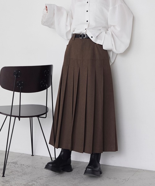 forksy.】ローライズワイドプリーツロングスカート forksy.│MONO-MART