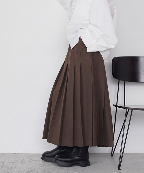 forksy.】ローライズワイドプリーツロングスカート forksy.│MONO-MART