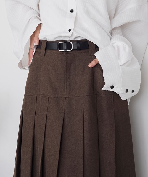 forksy.】ローライズワイドプリーツロングスカート forksy.│MONO-MART