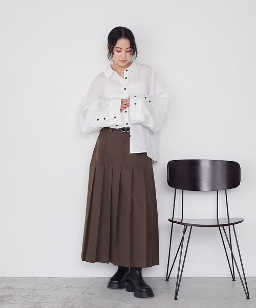 forksy.】ローライズワイドプリーツロングスカート forksy.│MONO-MART