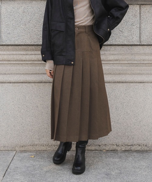 forksy.】ローライズワイドプリーツロングスカート forksy.│MONO-MART