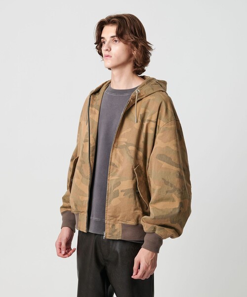 セール】ピグメント プリント ジップ フード ジャケット -セットアップ