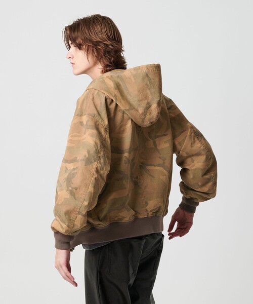 ピグメント プリント ジップ フード ジャケット -セットアップ対応