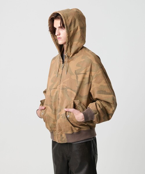 ピグメント プリント ジップ フード ジャケット -セットアップ対応