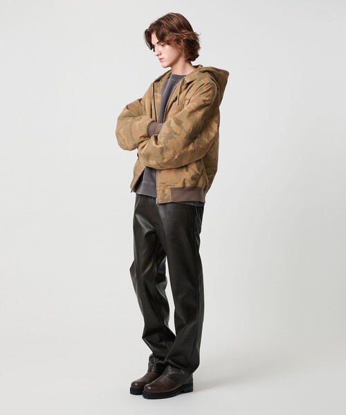 セール】ピグメント プリント ジップ フード ジャケット -セットアップ