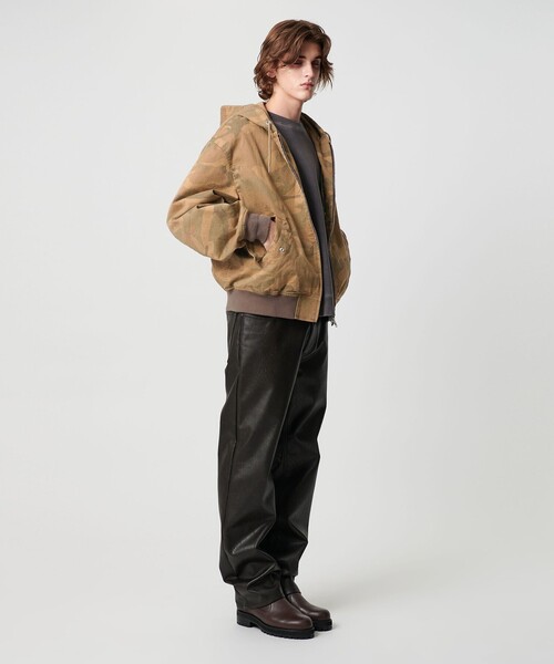 ピグメント プリント ジップ フード ジャケット -セットアップ対応