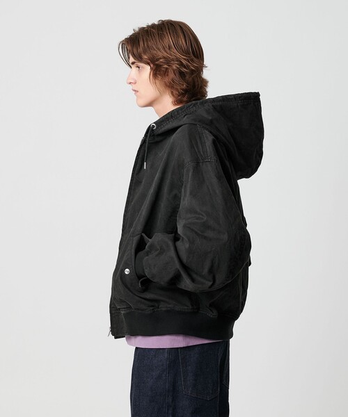 ピグメント プリント ジップ フード ジャケット -セットアップ対応