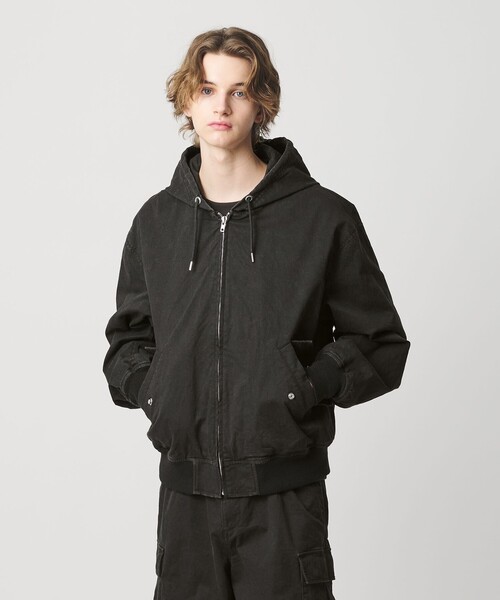 ピグメント プリント ジップ フード ジャケット -セットアップ対応