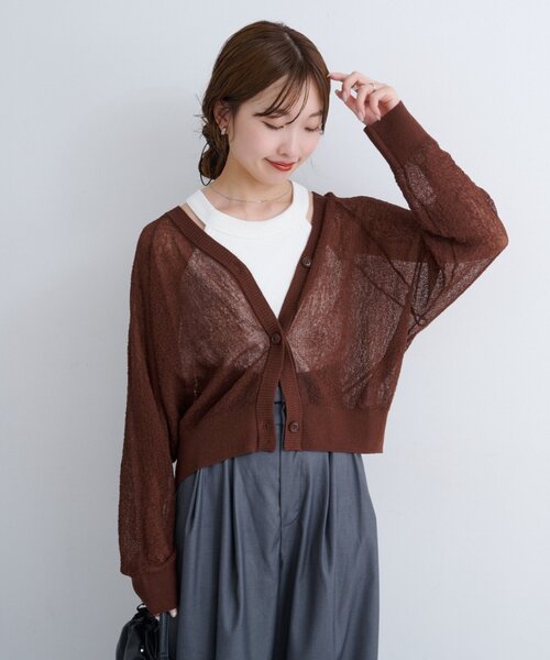 Kastane（カスタネ）の「【前後2WAY】B シアーブークレカーディガン（カーディガン/ボレロ・レディース・アイボリー/ブルー/ブラウン・FREE）」の3枚目の写真