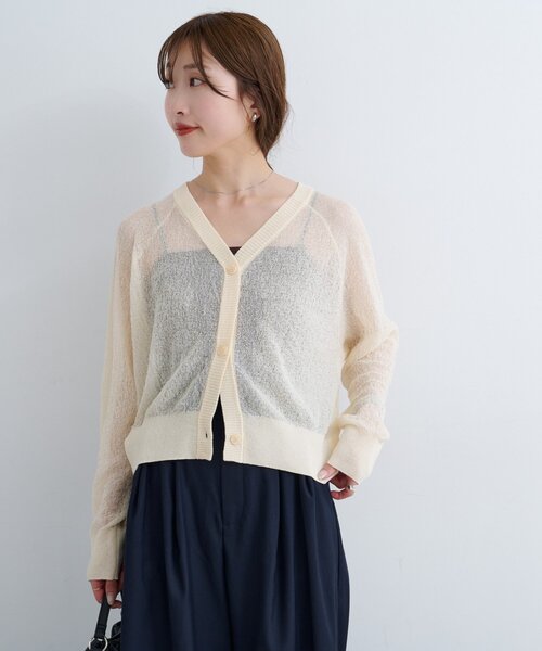 Kastane（カスタネ）の「【前後2WAY】B シアーブークレカーディガン（カーディガン/ボレロ・レディース・アイボリー/ブルー/ブラウン・FREE）」の6枚目の写真