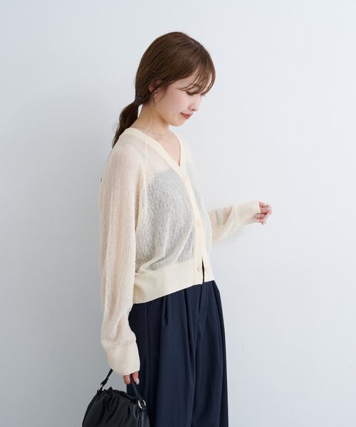 Kastane（カスタネ）の「【前後2WAY】B シアーブークレカーディガン（カーディガン/ボレロ・レディース・アイボリー/ブルー/ブラウン・FREE）」の9枚目の写真