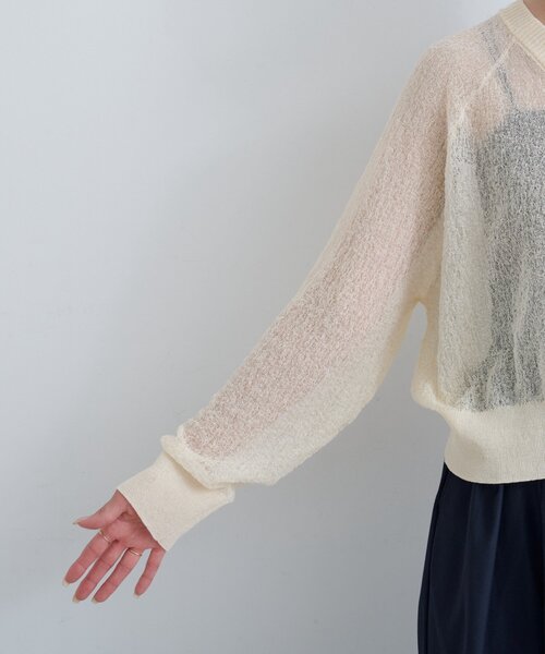 Kastane（カスタネ）の「【前後2WAY】B シアーブークレカーディガン（カーディガン/ボレロ・レディース・アイボリー/ブルー/ブラウン・FREE）」の18枚目の写真