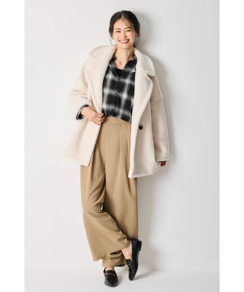 M.deux（エムドゥ）の「●大人の上品タックワイドパンツ●（その他パンツ・レディース・ベージュ/ネイビー/キャメル・MEDIUM）」の6枚目の写真