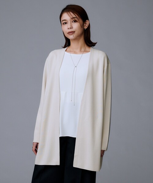 UNTITLED（アンタイトル）の「【洗える/ボタンなし】ミラノリブカーディガン（カーディガン/ボレロ・レディース・ブラック/ナチュラル・04/02/00/44）」の12枚目の写真