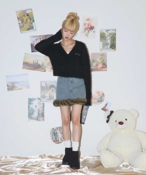MSGirl(エムエスジーガール)の「フェイクファー/デニム ミニスカート スカパン(デニムスカート・レディース・ブルー/ブラック・S/M)」の16枚目の写真