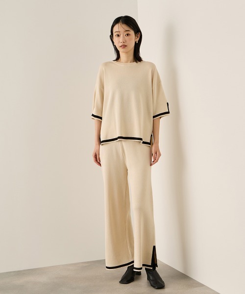 ketty(ケティ)の「バイカラーヘムニットセットアップ≪手洗い可能≫(ワンピース・レディース・ブラック/ベージュ・M)」の1枚目の写真