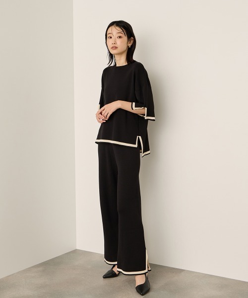 ketty(ケティ)の「バイカラーヘムニットセットアップ≪手洗い可能≫(ワンピース・レディース・ブラック/ベージュ・M)」の9枚目の写真