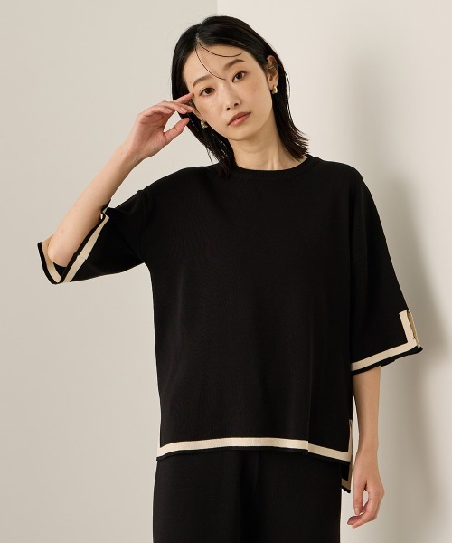 ketty(ケティ)の「バイカラーヘムニットセットアップ≪手洗い可能≫(ワンピース・レディース・ブラック/ベージュ・M)」の5枚目の写真
