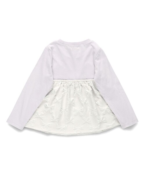 BRANSHES（ブランシェス）の「【おそろい】リボン柄ドッキング長袖Tシャツ（Tシャツ/カットソー・キッズ・アイボリー/ブラック・110/120/100/140/130/90/150/80）」の6枚目の写真