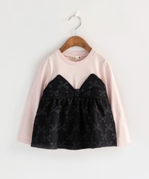 BRANSHES | 【おそろい】リボン柄ドッキング長袖Tシャツ(Tシャツ/カットソー)