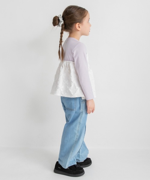 BRANSHES（ブランシェス）の「【おそろい】リボン柄ドッキング長袖Tシャツ（Tシャツ/カットソー・キッズ・アイボリー/ブラック・110/120/100/140/130/90/150/80）」の10枚目の写真