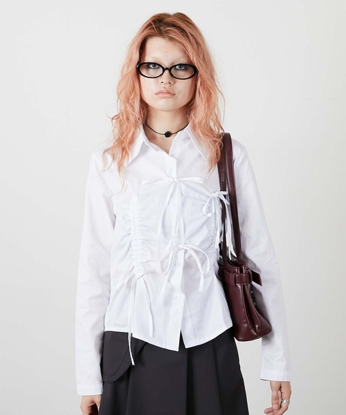 led.tokyo（レッドトウキョウ）の「【led.tokyo】RIBBON SHIRT/リボンシャツ（シャツ/ブラウス・レディース・ホワイト/ブラック・FREE）」の10枚目の写真
