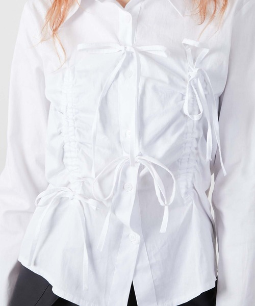 led.tokyo（レッドトウキョウ）の「【led.tokyo】RIBBON SHIRT/リボンシャツ（シャツ/ブラウス・レディース・ホワイト/ブラック・FREE）」の9枚目の写真