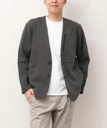 《ビジカジ対応》メランジカノコ ノーカラーカーディガン