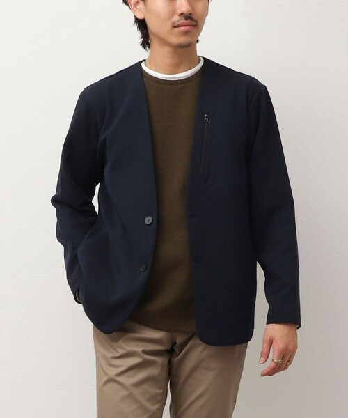 NOLLEY'S LIGHT（ノーリーズライト）の「《ビジカジ対応》メランジカノコ ノーカラーカーディガン（Tシャツ/カットソー・メンズ・グレー/ダークネイビー/ブラック・L/M）」の3枚目の写真