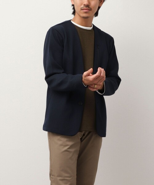 NOLLEY'S LIGHT（ノーリーズライト）の「《ビジカジ対応》メランジカノコ ノーカラーカーディガン（Tシャツ/カットソー・メンズ・グレー/ダークネイビー/ブラック・L/M）」の5枚目の写真