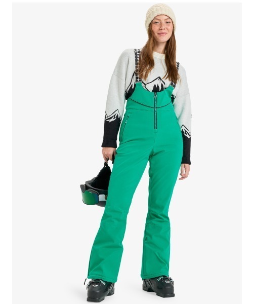 ROXY（ロキシー）の「SUMMIT BIB PT /ロキシースキニースキースノーボードビブパンツ（その他パンツ・レディース・ブラック/グリーン・SMALL/MEDIUM/LARGE）」の2枚目の写真