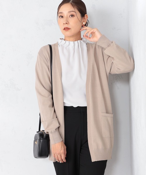 GALLORIA（ギャローリア）の「マシンウォッシャブル　ロングトッパーカーディガン（カーディガン/ボレロ・レディース・グレー/ネイビー/モカ・S/M/L/LL）」の2枚目の写真