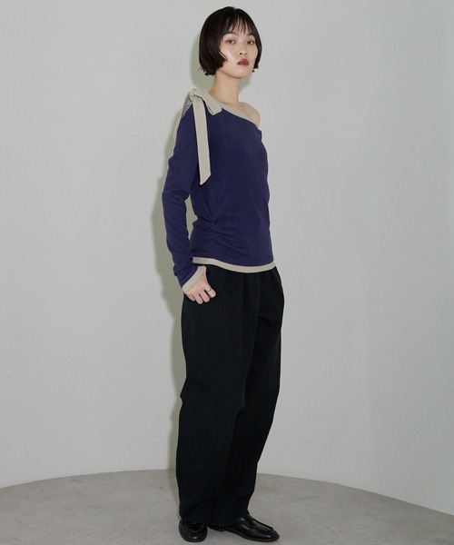 leimn(レイムン)の「ワンショルリボントップス(Tシャツ/カットソー・レディース・ネイビー/グレー系その他・M)」の7枚目の写真