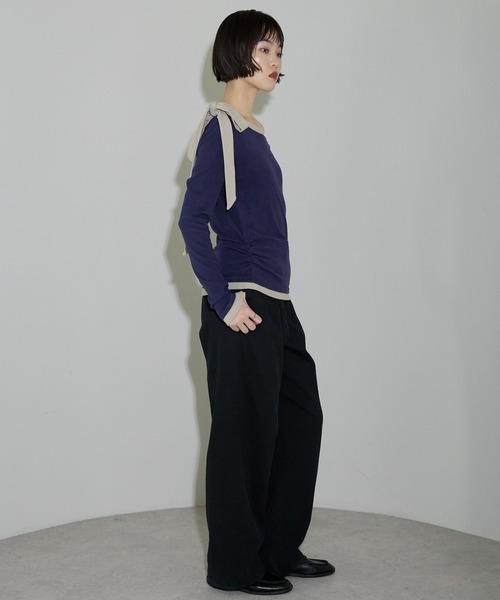 leimn(レイムン)の「ワンショルリボントップス(Tシャツ/カットソー・レディース・ネイビー/グレー系その他・M)」の8枚目の写真