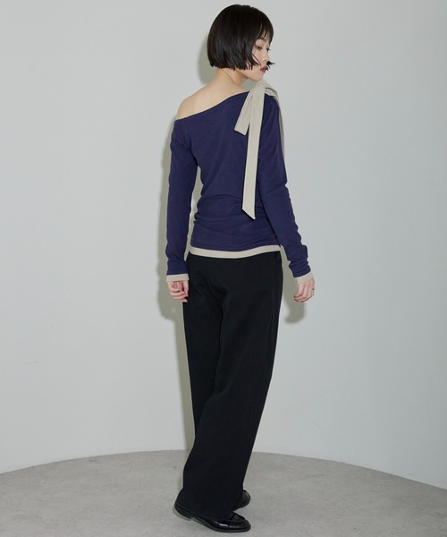 leimn(レイムン)の「ワンショルリボントップス(Tシャツ/カットソー・レディース・ネイビー/グレー系その他・M)」の9枚目の写真