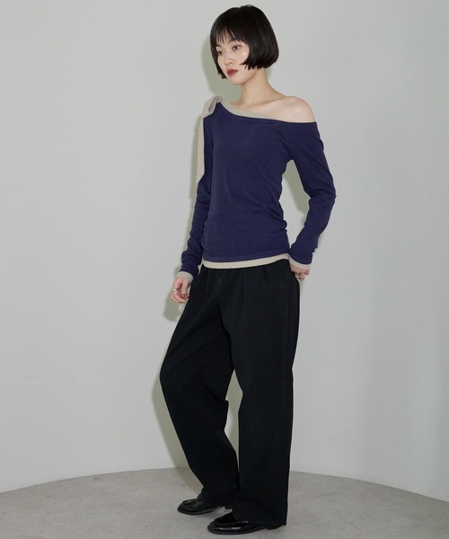 leimn(レイムン)の「ワンショルリボントップス(Tシャツ/カットソー・レディース・ネイビー/グレー系その他・M)」の11枚目の写真