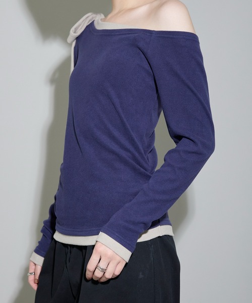 leimn(レイムン)の「ワンショルリボントップス(Tシャツ/カットソー・レディース・ネイビー/グレー系その他・M)」の14枚目の写真