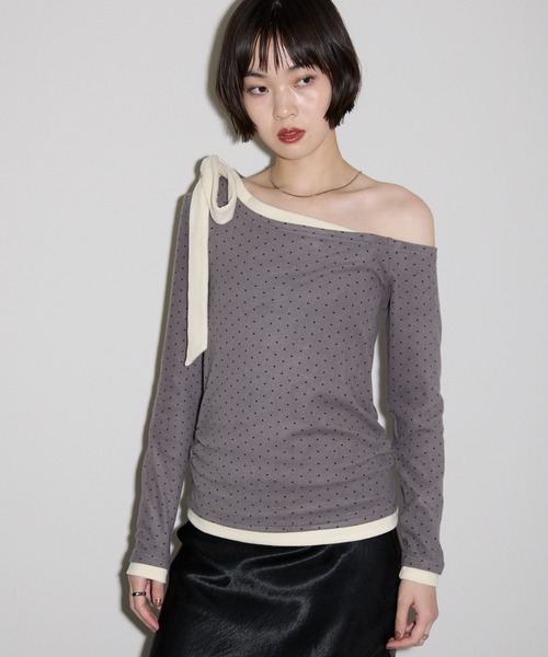 leimn(レイムン)の「ワンショルリボントップス(Tシャツ/カットソー・レディース・ネイビー/グレー系その他・M)」の17枚目の写真