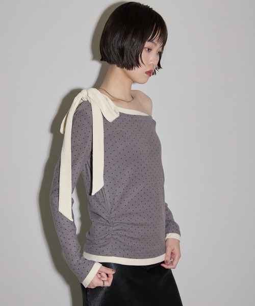 leimn(レイムン)の「ワンショルリボントップス(Tシャツ/カットソー・レディース・ネイビー/グレー系その他・M)」の18枚目の写真