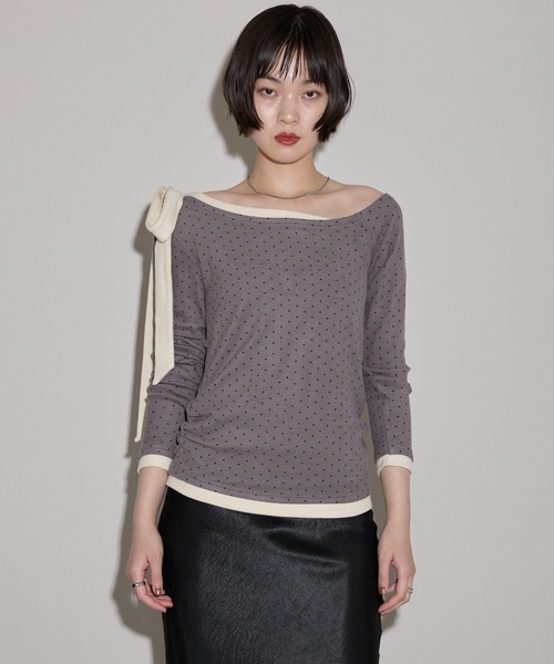 leimn(レイムン)の「ワンショルリボントップス(Tシャツ/カットソー・レディース・ネイビー/グレー系その他・M)」の21枚目の写真