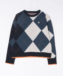 新品タグ付きFILA GOLF レオパード柄セーター Mサイズ FILA GOLF ニット セーター 羊毛混 ハート柄 クルーネック