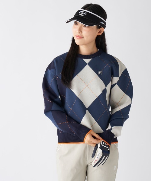 FILA GOLF(フィラゴルフ )の「【FILAGOLF/フィラゴルフ】レディース軽量ポリエステルニッ|ドロップショルダー&オーバーシルエット(ニット/セーター・レディース・グリーン/ネイビー/イエロー・LARGE/X-LARGE/MEDIUM)」の4枚目の写真