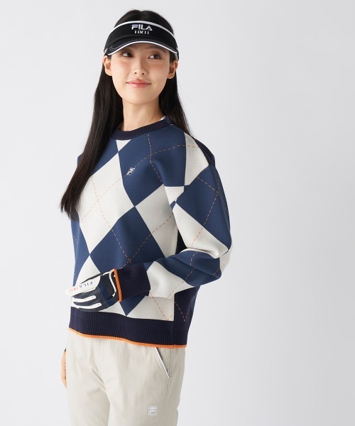 FILA GOLF(フィラゴルフ )の「【FILAGOLF/フィラゴルフ】レディース軽量ポリエステルニッ|ドロップショルダー&オーバーシルエット(ニット/セーター・レディース・グリーン/ネイビー/イエロー・LARGE/X-LARGE/MEDIUM)」の5枚目の写真